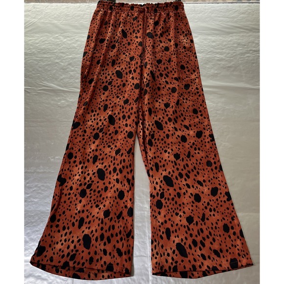 Forever 21 Pants - Forever 21 Satin Pants Leopard Print Elastic‎ Pullon Silky Loungewear Copper  LG